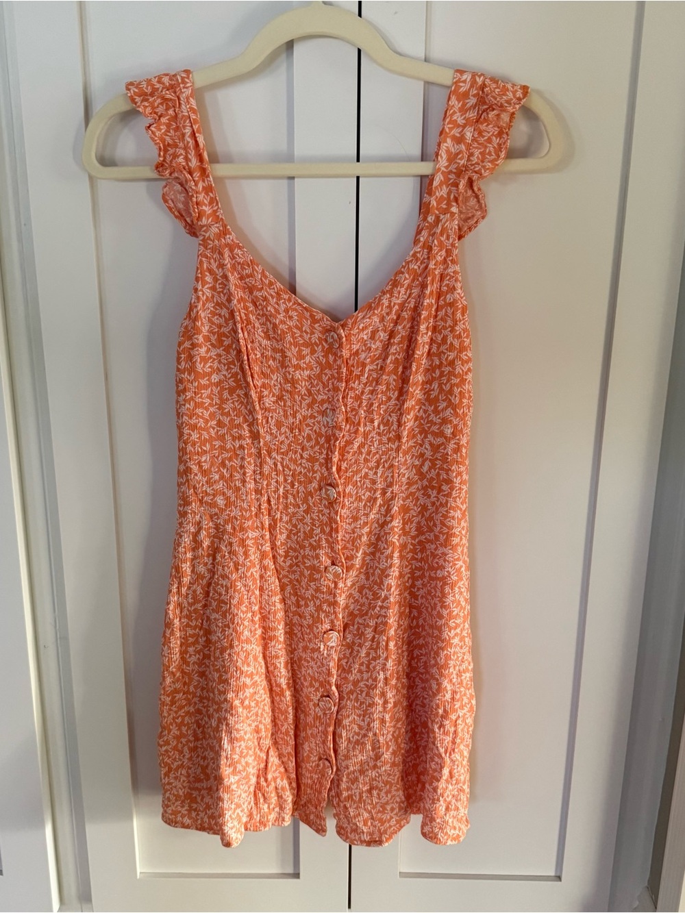 Pink Lily Coral-Orange Floral Button Mini Dress